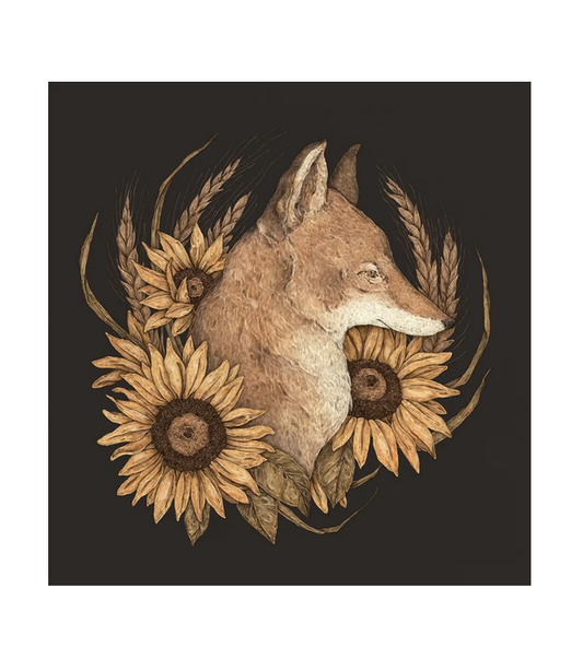 Coyote and Sunflowers