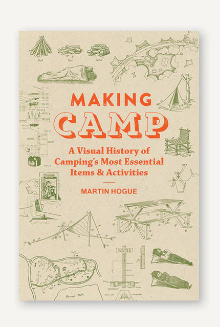Book cover of 'Making Camp' with illustrations of camping equipment on a beige background