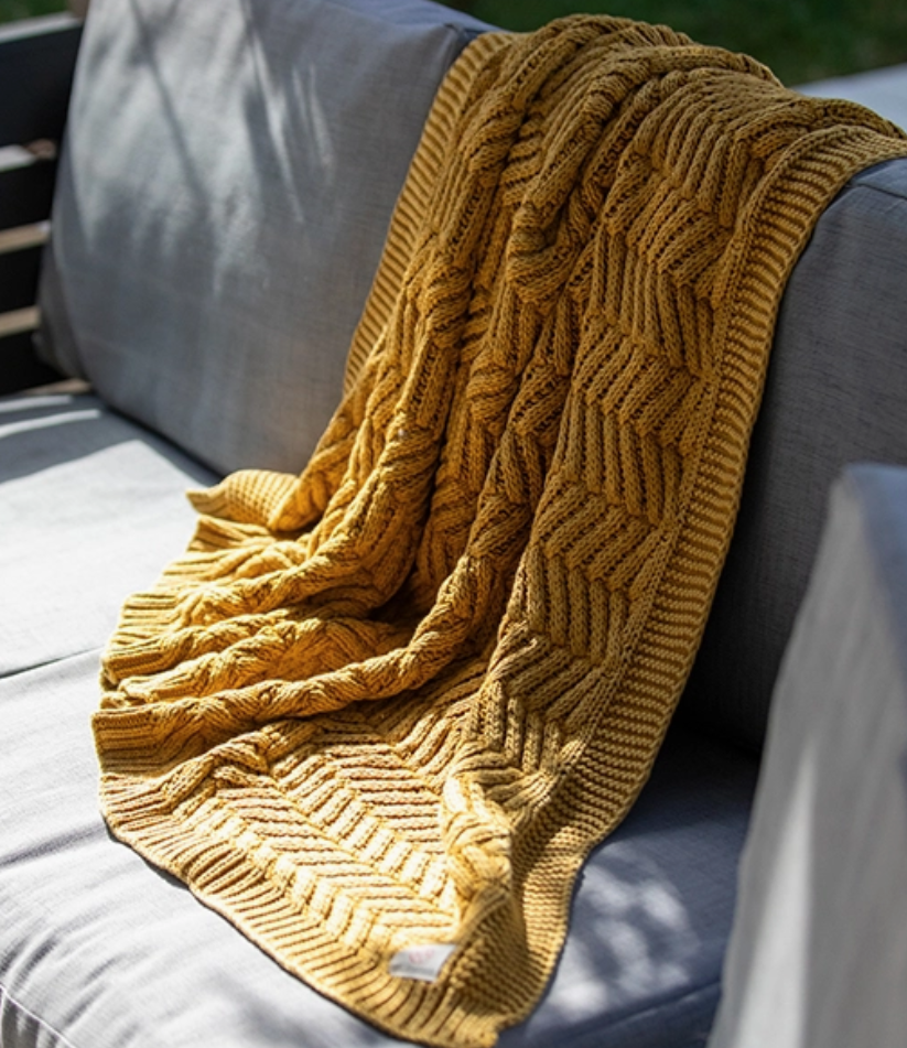 Cotton Throw Blanket | Golden Yellow