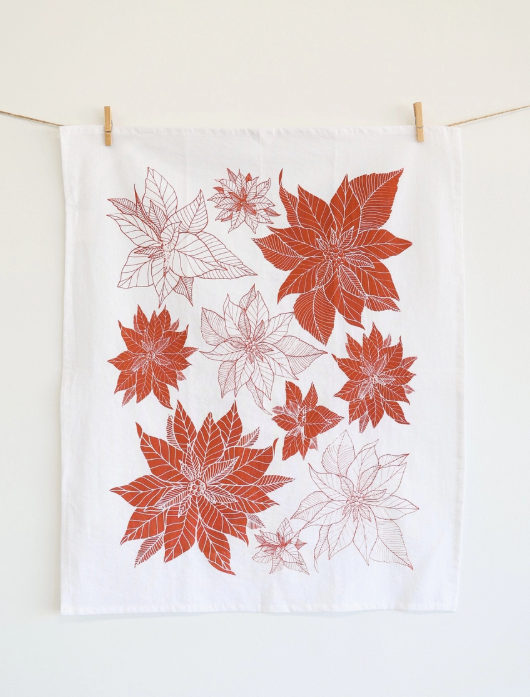 Poinsettia Tea Towel
