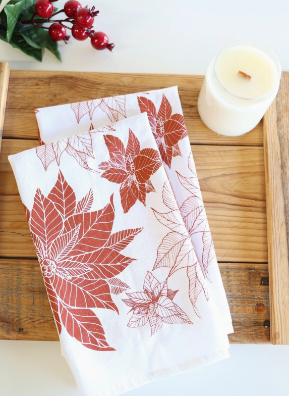 Poinsettia Tea Towel