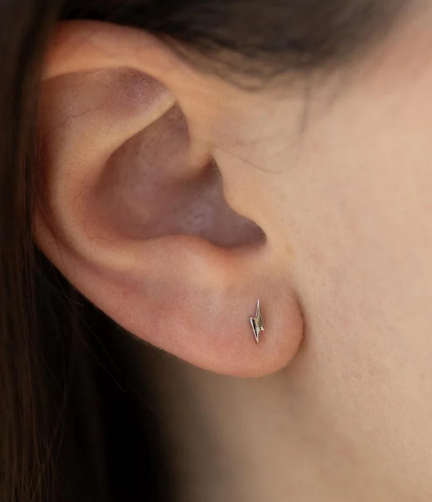 Lightning Bolt Studs | Silver