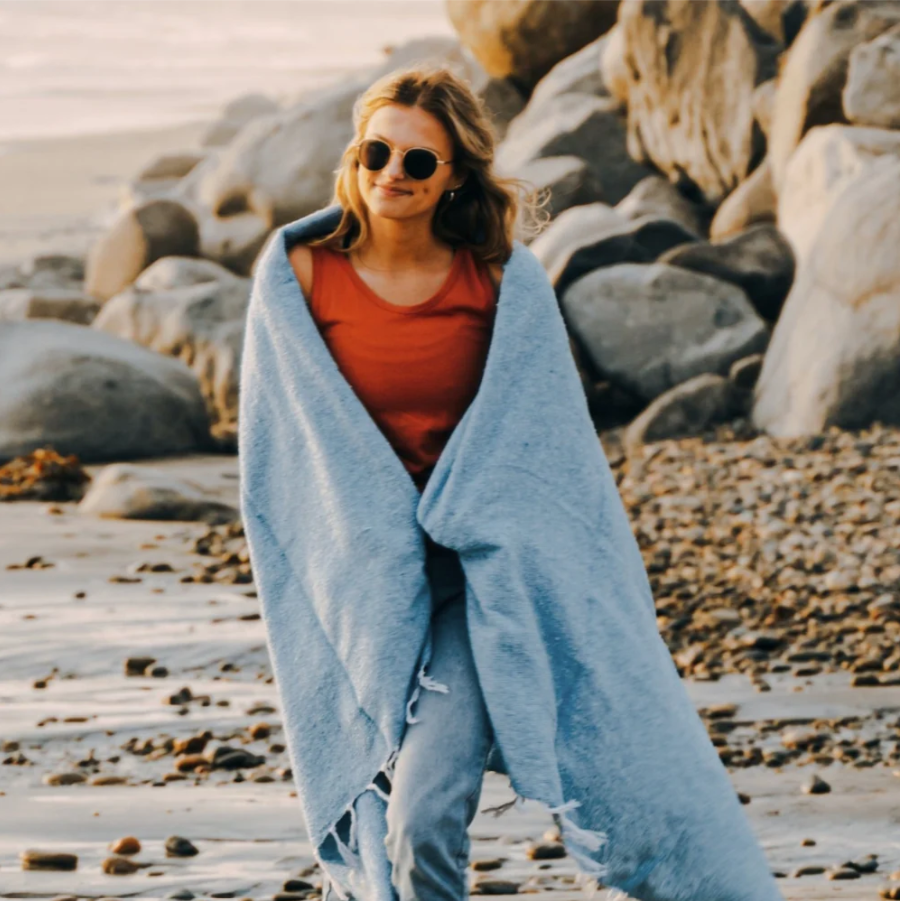 Mexican Blanket | Solid Sky Blue