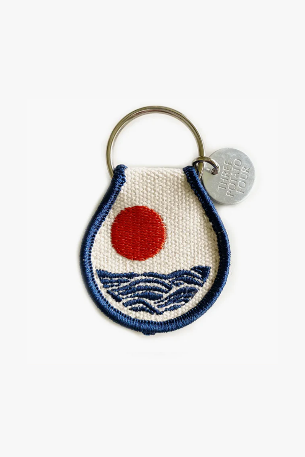 Patch Keychain - Embroidered Sun+Waves