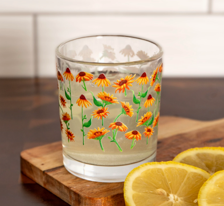 Sunflower Floral Short Juice Glass