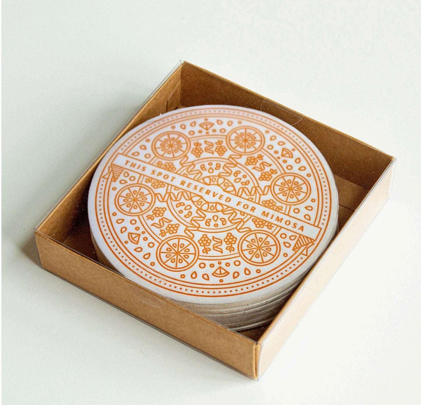 letterpress coaster set for mimosa