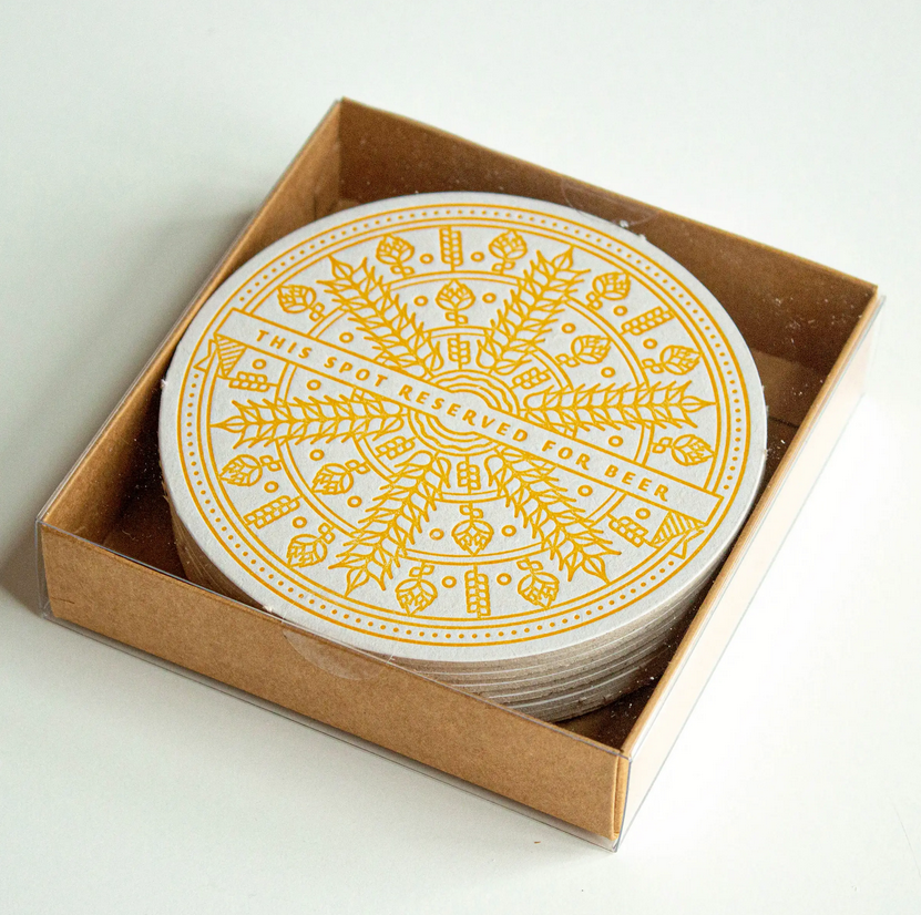 letterpress coaster set for beer