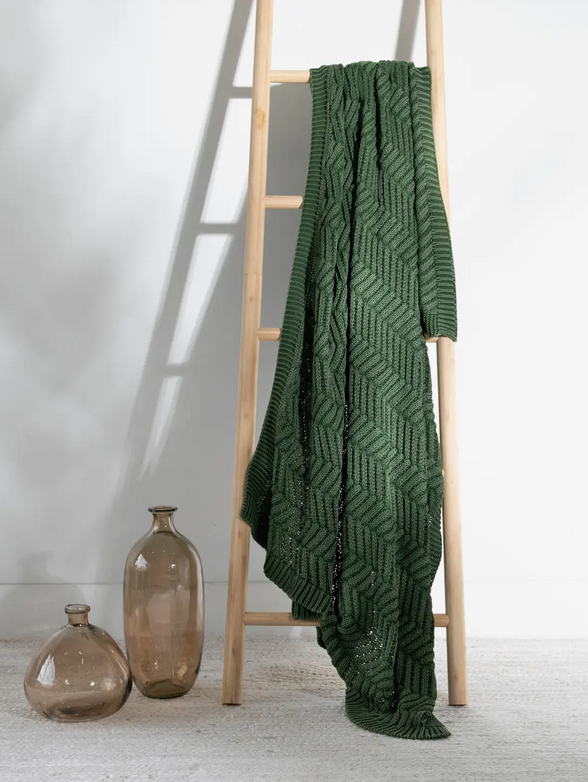 Cotton Throw Blanket | Seaweed Green