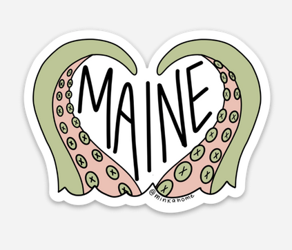 handmade in maine octopus sticker