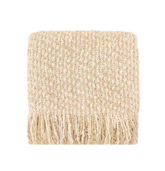 Bedford Collections Mesa Throw Blanket Eggshell