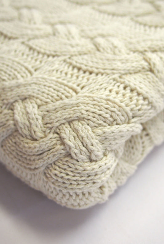 Double Cable Throw Blanket | Natural