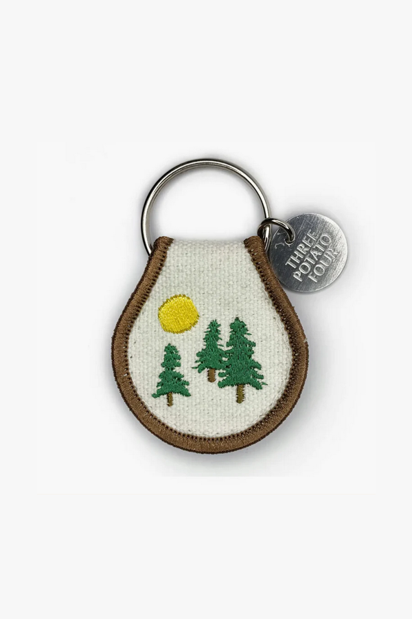 Patch Keychain - Embroidered Evergreen trees