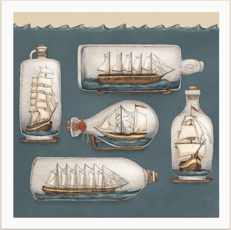 Ship in a Bottle Print