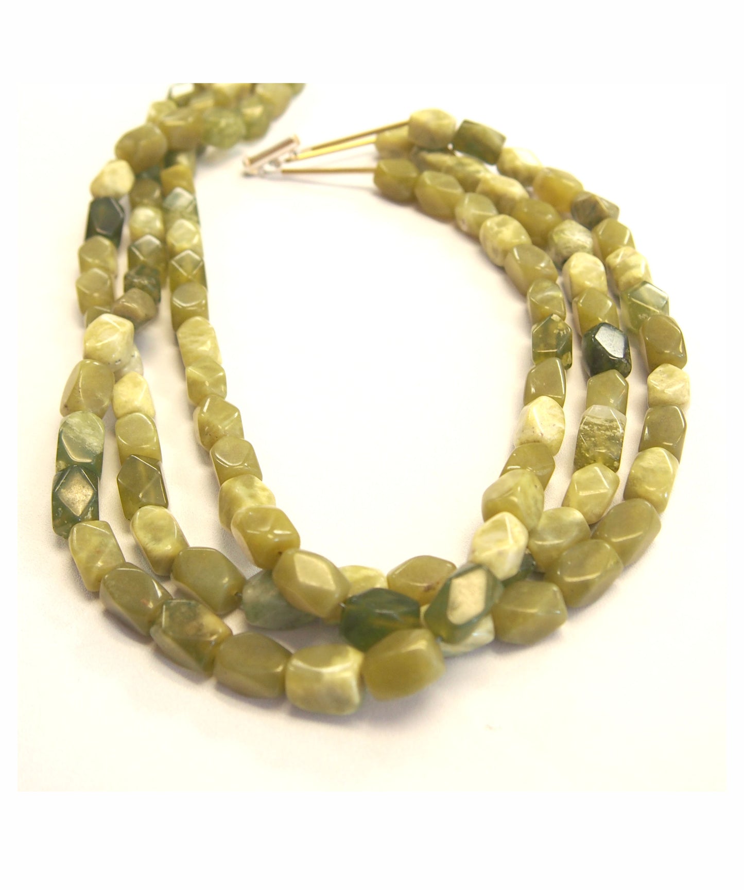 Multiple Strand Olive Jade Necklace