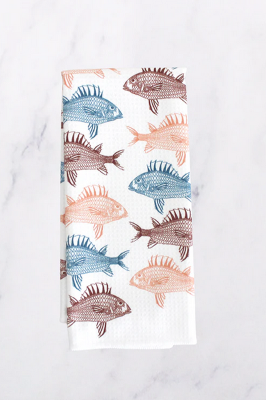 Fish print kitchen dish towel by Render