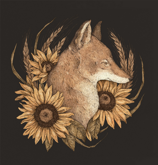 Coyote and Sunflowers