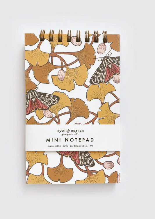 Ginkgo + Tiger Moth Mini Spiral Notepad