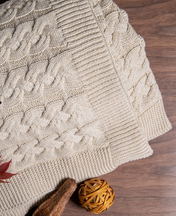 Double Cable Throw Blanket | Natural