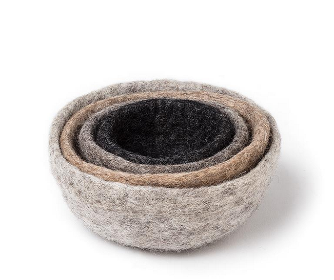 Felted Nesting Bowls | Gray