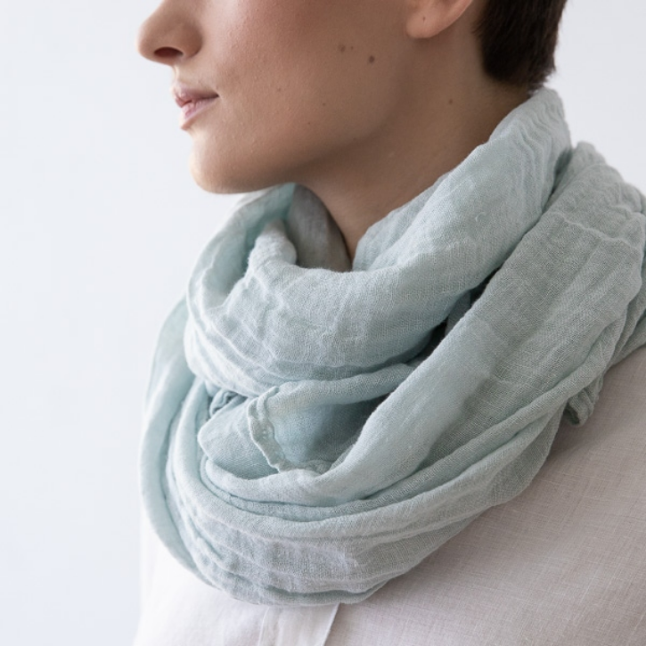 Ice Blue Linen Scarf