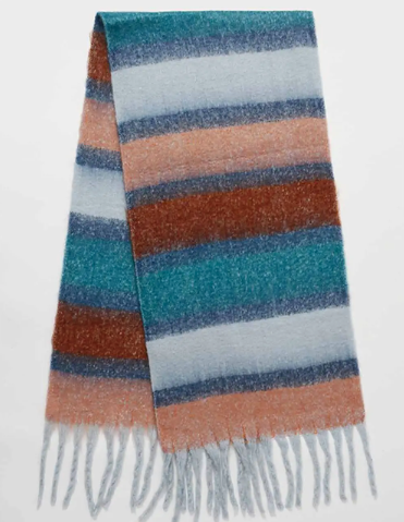 Oversized Stripe Scarf | Blue