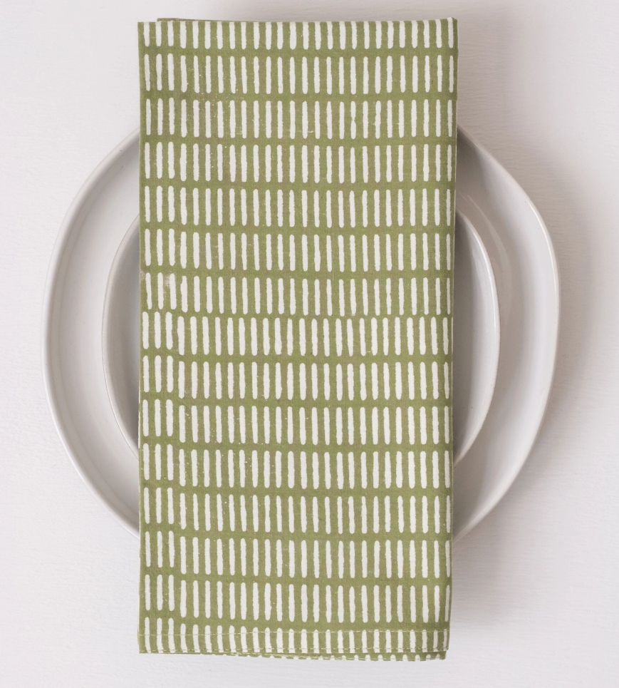 Block Printed Napkins | Moss