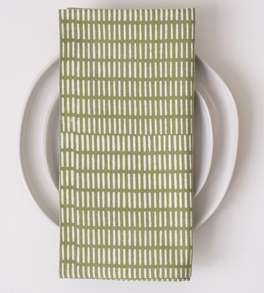 Block Printed Napkins | Moss