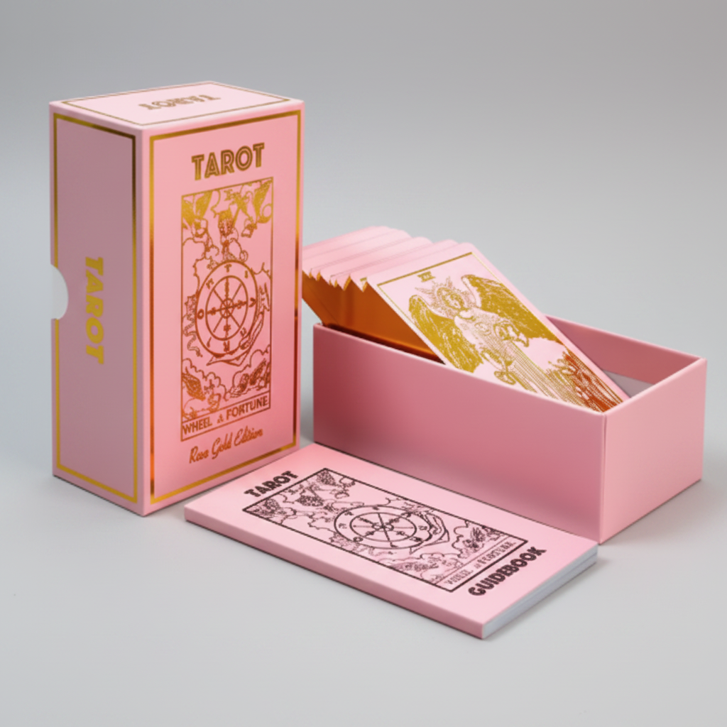 Tarot Card set in Pink Box with Pink Cards with gold details