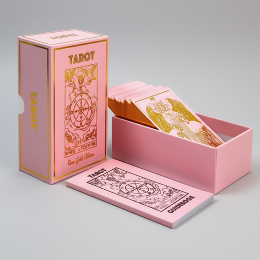 Tarot Card set in Pink Box with Pink Cards with gold details