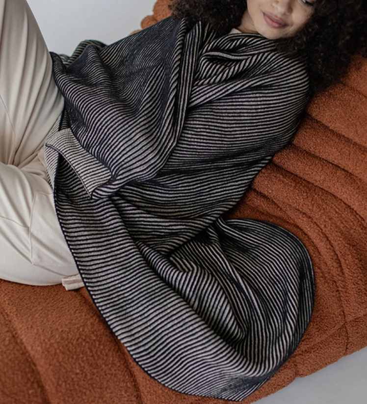 Ribbed Throw Blanket | Black