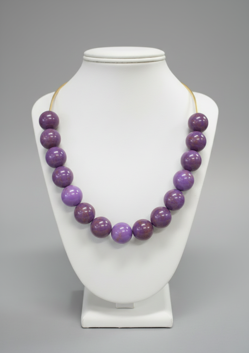 Purple Gemstone Beaded Necklace