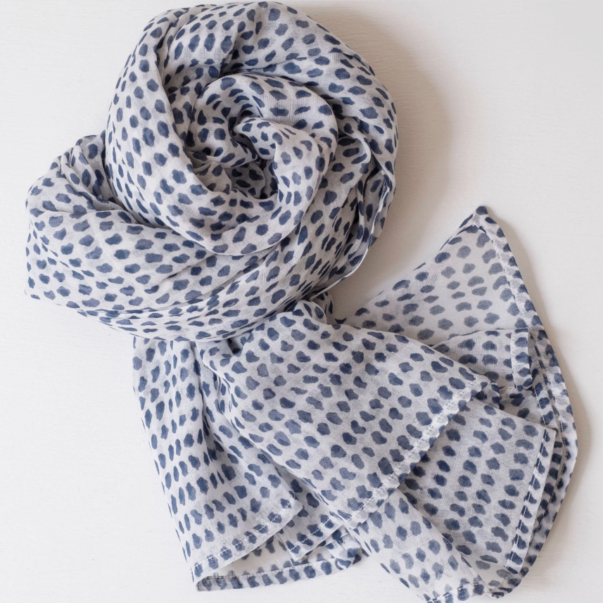 Navy Dot Block Scarf