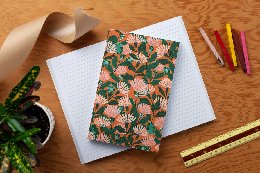 Layflat Notebook | Orange Floral