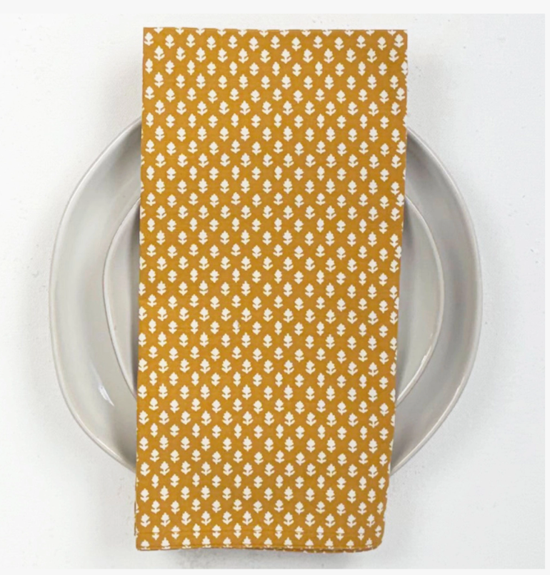 Adeline Tangerine Block Printed Napkins