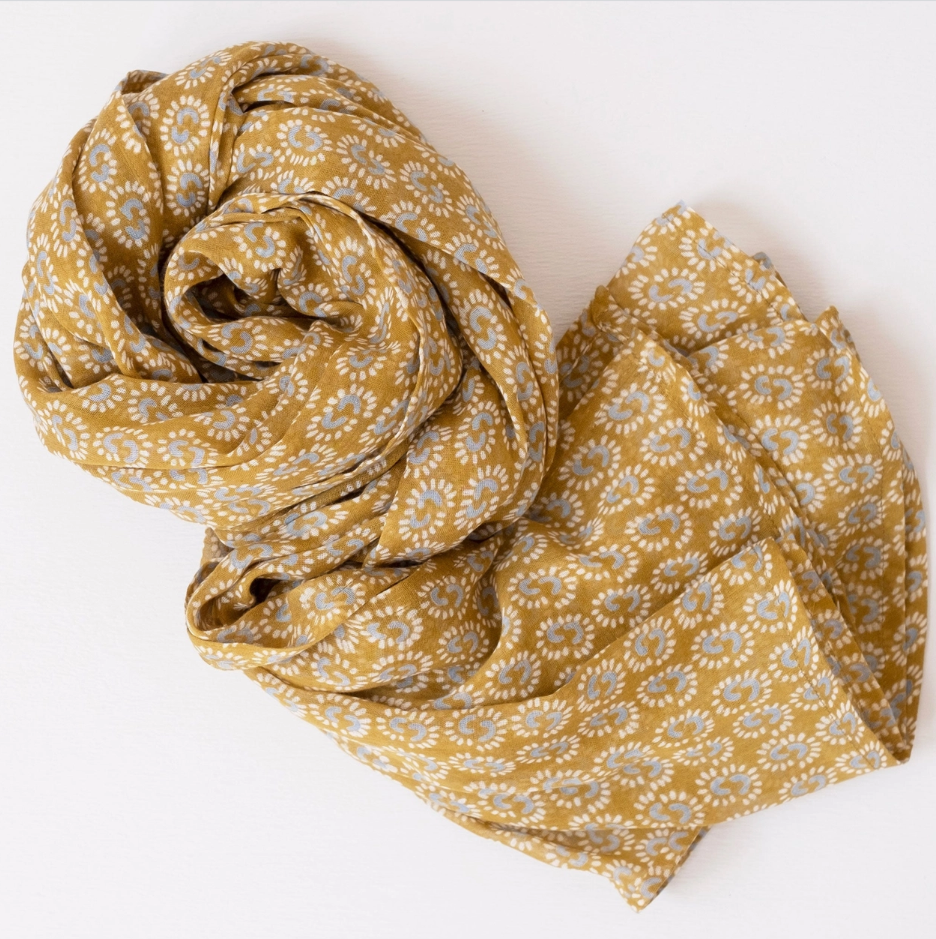 Sunburst Honey Block Print Scarf