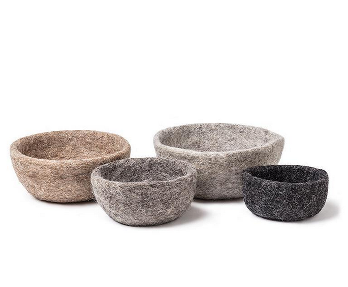 Felted Nesting Bowls | Gray