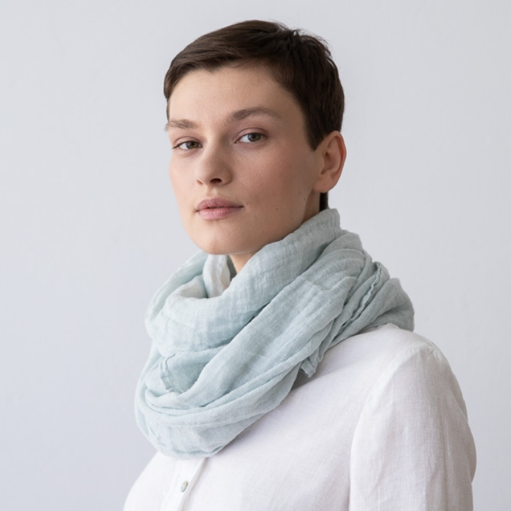 Ice Blue Linen Scarf