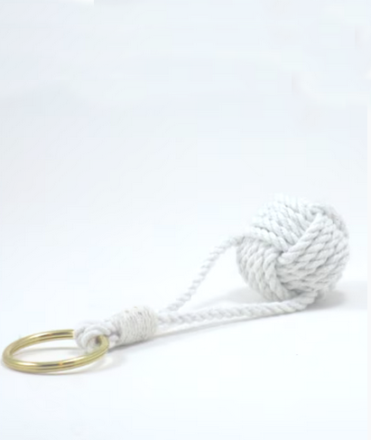 Monkey Fist Knot Key Chain | White