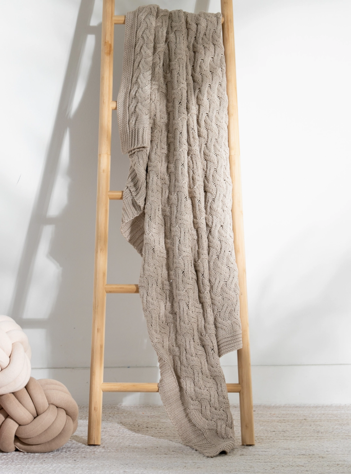 Cotton Throw Blanket | Linen Sand