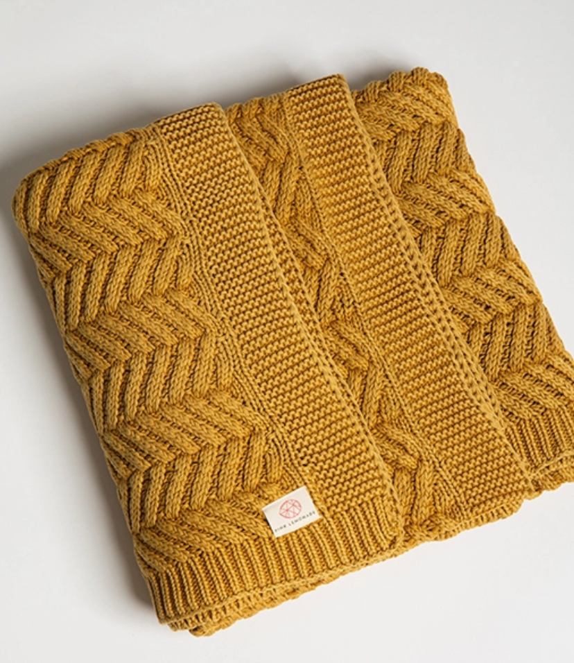 Cotton Throw Blanket | Golden Yellow