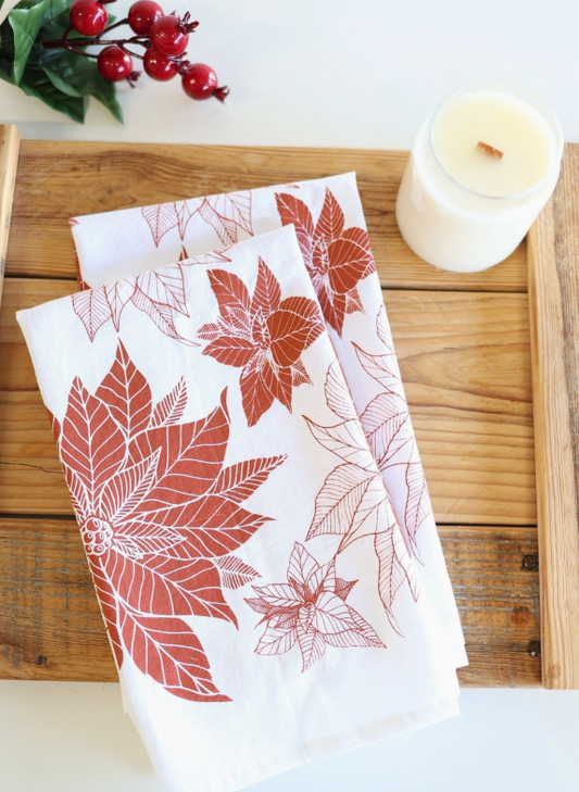 Poinsettia Tea Towel