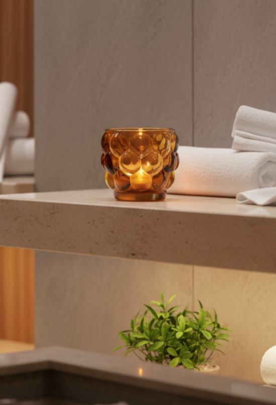 Small Bubble Votive | Amber