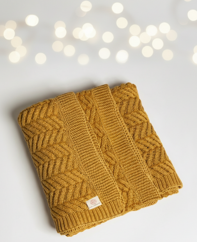 Cotton Throw Blanket | Golden Yellow