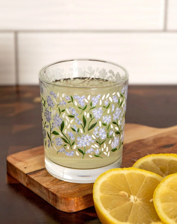 Hydrangea Floral Short Juice Glass