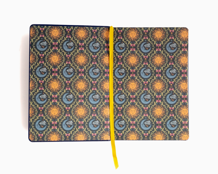 Sun & Moon Embroidered Journal | Dark Blue