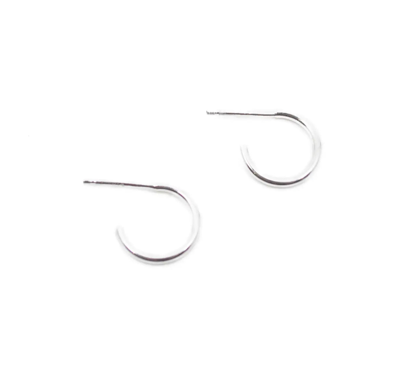 sterling silver stud mini hoop earrings