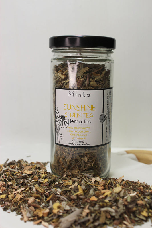 Blend of Lemon Grass, Echinacea, Cinnamon, Ginger, Licorice, Lemon Myrtle handcrafted tea