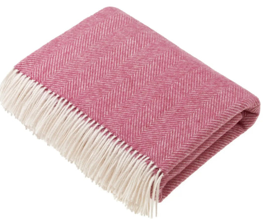 Herringbone Wool Blanket in Cerise