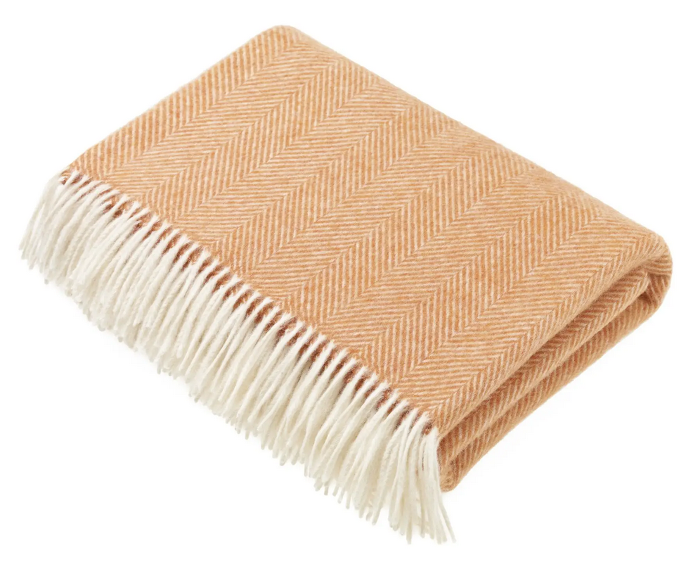 Herringbone Wool Blanket in Saffron