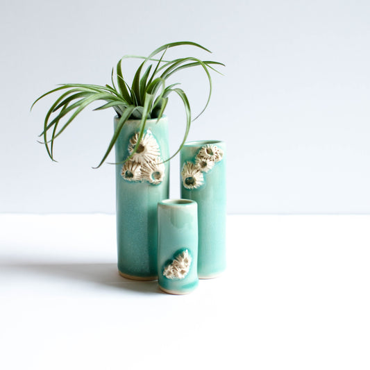 Barnacle Vases Turquoise handmade in Maine